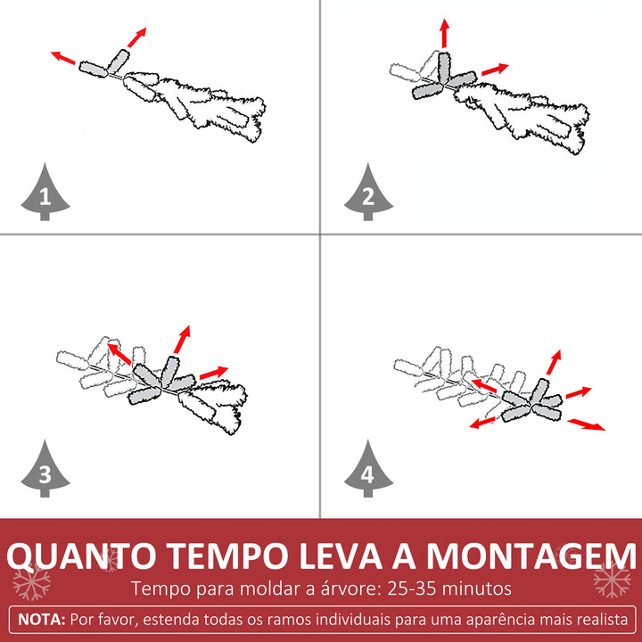 Árvore de Natal Artificial Altura 180cm Ignífugo com 714 Ramos 200 Luzes LED IPX2 8 Modos Folhas de PVC Base Dobrável e Suporte Metálico Decoração de Natal para Interiores Verde