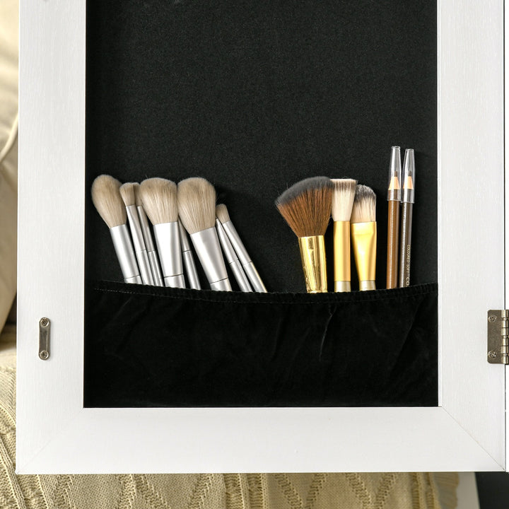 Joalheiro de Pé com Ângulo Ajustável Joalheiro de Corpo Inteiro com Prateleira Inferior Fechadura Magnética Suportes para Joias 47x36x157cm Branco e Preto