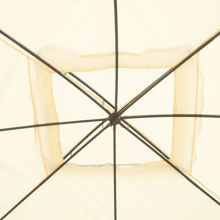 Pérgola Exterior 3x3.65x2.75m de Jardim Marco de Ferro com Parede Lateral e Mosquiteira Cor Creme