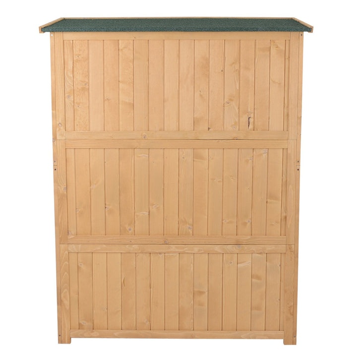 Armário Ferramentas de Jardinagem Duas Portas Teto Impermeável Compartimentos de Tamanhos Diferentes 127,5x50x164cm Madeira Maciça