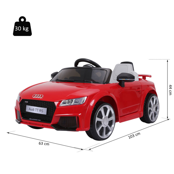 Carro elétrico infantil Audi TT RS acima de 3 anos Bateria 6V Carga 30 kg Vermelho 103x63x44cm