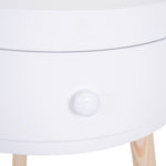 Mesa de Centro pequena mesa auxiliar mesa de cabeceira tripé com 1 gaveta borda elevada 3 Pés de Madeira ?38x45cm Branco