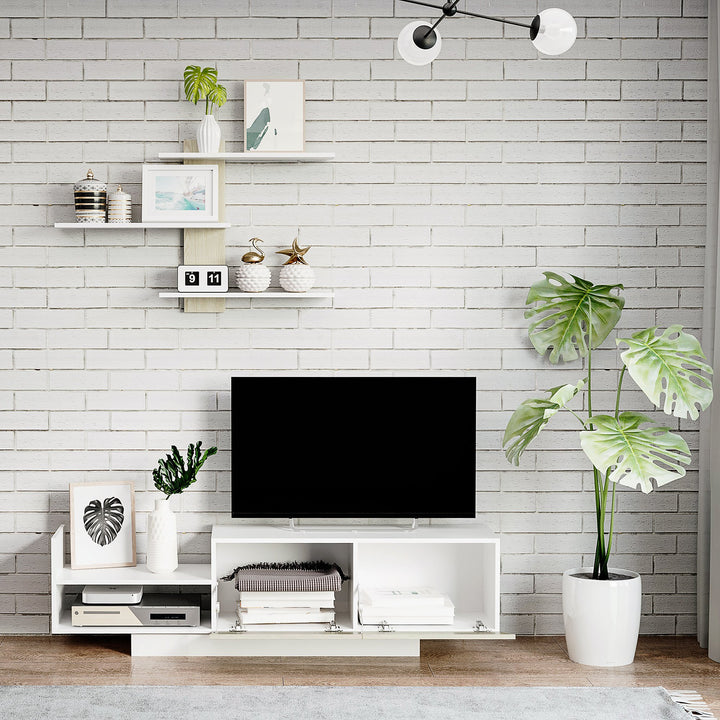 Móvel de TV para Sala de Estar Móvel para Televisor 150x31,5x40cm e Prateleira de Parede 95,5x16x60cm Madeira