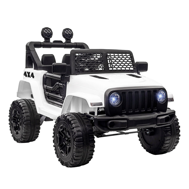 Carro Elétrico para Crianças acima de 3 anos Carro de Bateria 12V com 2 Motores Controle Remoto 2.4G Luzes Buzina Velocidade Ajustável Carga Máxima 30kg 100x65x72cm Branco