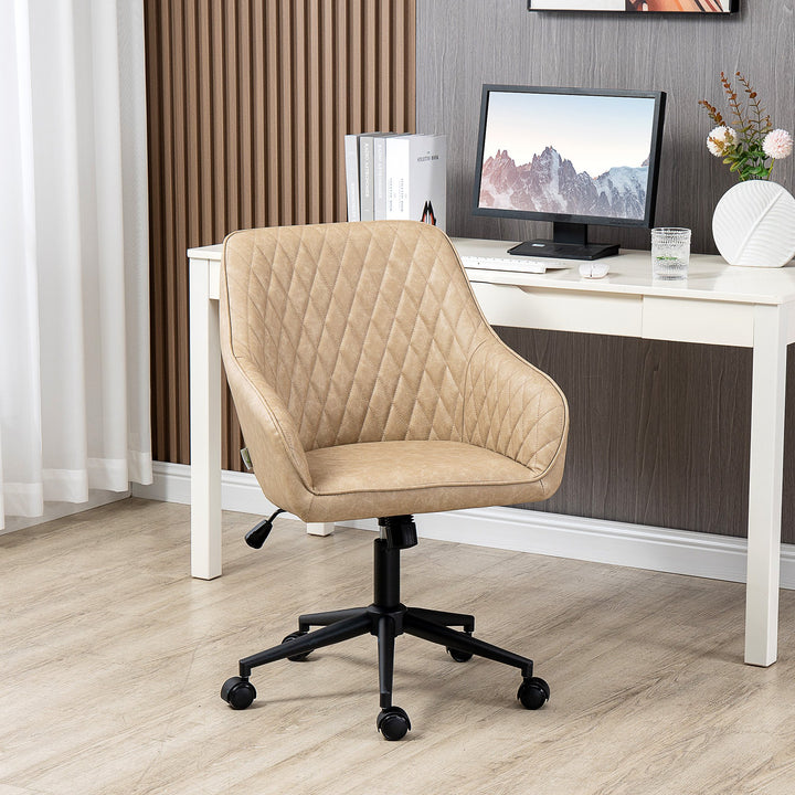 Cadeira de Escritório Operativa Cadeira de Escritório Giratória de Couro PU com Altura Ajustável e Função de Inclinação pra Sala de Estar Dormitório Estúdio 59x60x90-100 cm Marrom