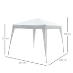 Tenda Dobrável para Exterior 3x3m para Jardim Parque de Campismo Festa Loja Eventos – Cor branco mate com tonalidade cinzenta– Aço e Oxford