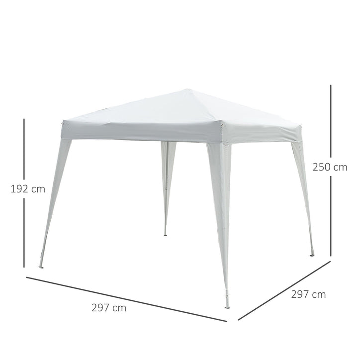 Tenda Dobrável para Exterior 3x3m para Jardim Parque de Campismo Festa Loja Eventos – Cor branco mate com tonalidade cinzenta– Aço e Oxford
