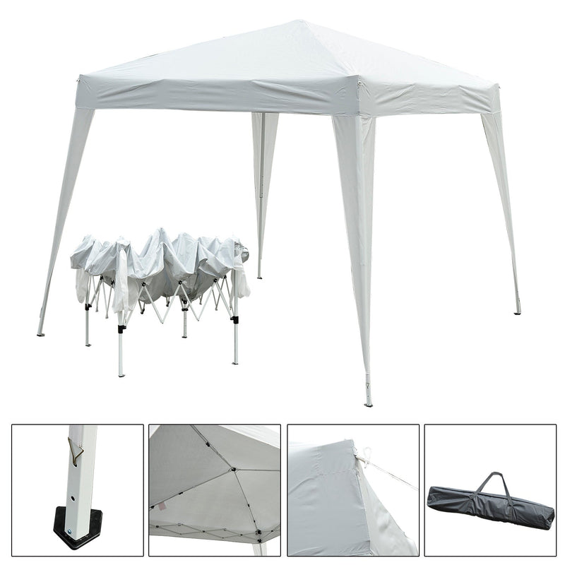 Tenda Dobrável para Exterior 3x3m para Jardim Parque de Campismo Festa Loja Eventos – Cor branco mate com tonalidade cinzenta– Aço e Oxford