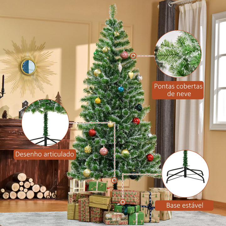 Árvore de Natal Artificial 210cm com 968 Ramos e Suporte de Metal Árvore de Natal para Decoração de Interior Sala de Estar Festas Ø100x210 cm Verde