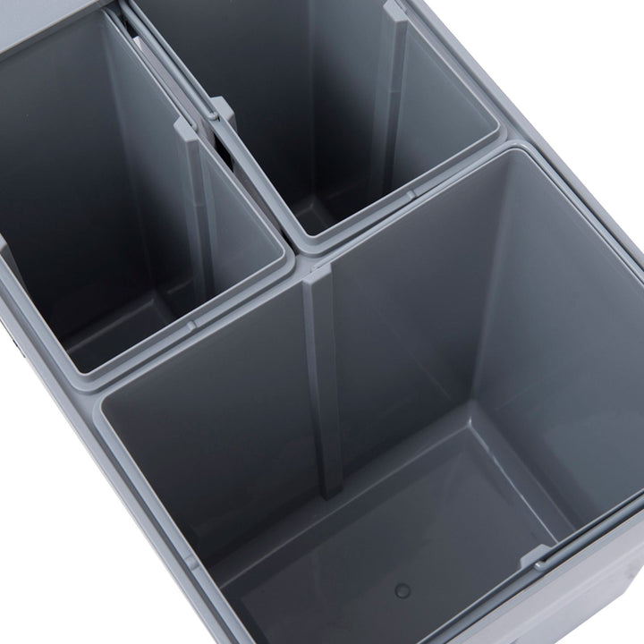 Cubos de Lixo para Cozinha com 3 recipientes de Reciclagem Removíveis 1x20L e 2x10L Metal e Plástico 48x34,2x41,8cm Cinza