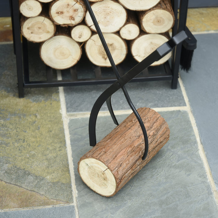 Prateleira para lenha com 4 ferramentas Carga 100 kg Aço 46x30x76 cm Preto