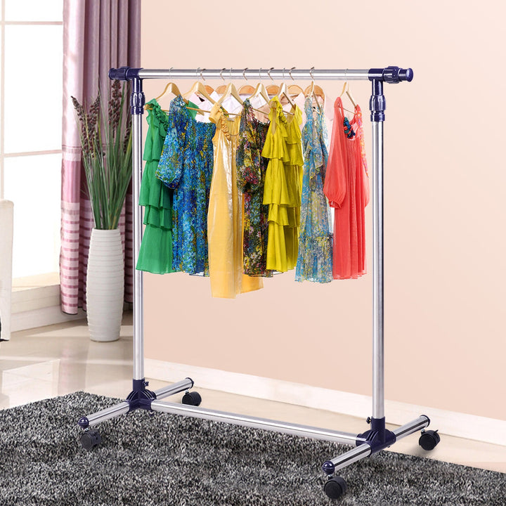 Cabide com rodas para pendurar roupas Ajustável na altura 86-95x45x160-170 cm cromado