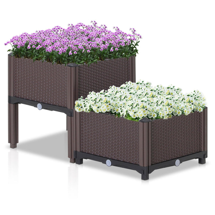 Conjunto 2 plantadores quadrados com furos de drenagem de água 40x40x26 / 44cm