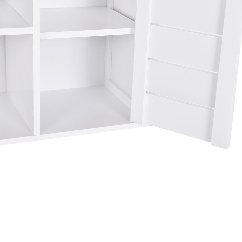 Armário de Banheiro Baixo com Prateleiras e Armário com Porta 60x30x54 cm Branco