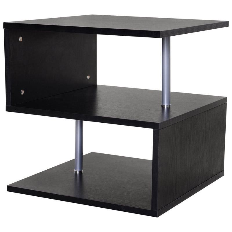 Mesa de centro de sala de jantar de forma S com 2 Níveis Abertos Elegante 50x50x50 cm Preto