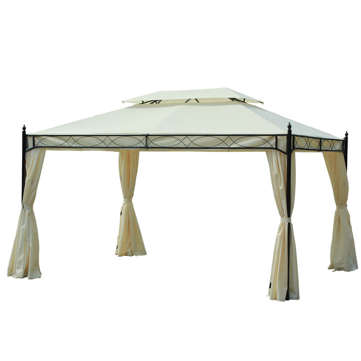 Pérgola para Jardim ou Terraço 3x4m Cor Branco Aço e Poliéster