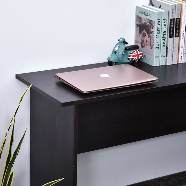 Mesa de Computador PC Escritório para Oficina Casa Tipo Esquineira Forma L com Estantes - Marrom Escuro - 136,2x130,4x72cm