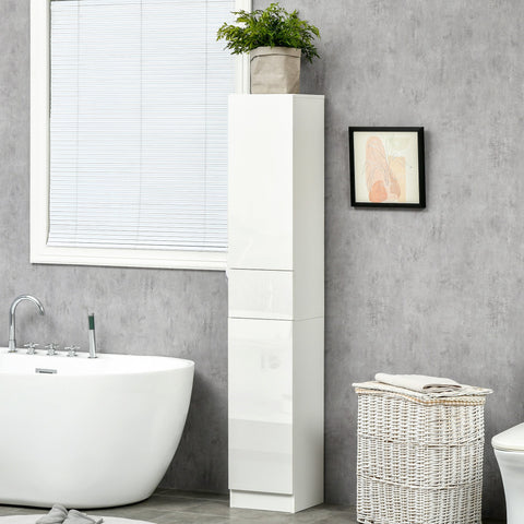 Coluna Casa de Banho com 1 Gaveta e 5 Prateleiras Coluna Casa de Banho de Estilo Moderno para Cozinha Sala de Estar 30x28x170cm Branco
