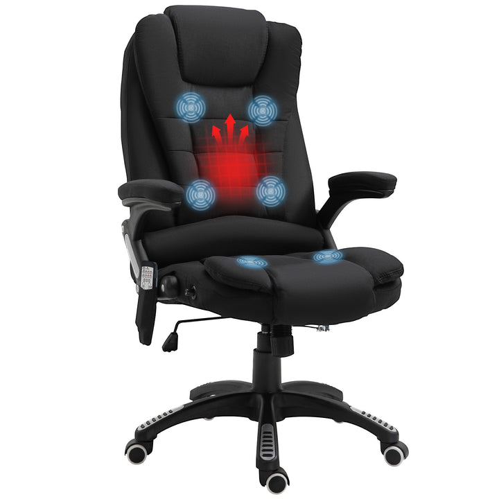 Cadeira de Massagem com 6 Pontos de Massagem Cadeira de Escritório Reclinável até 130° com Função de Aquecimento Altura Ajustável e Rodas para Estúdio 68x72x110-120 cm Preto
