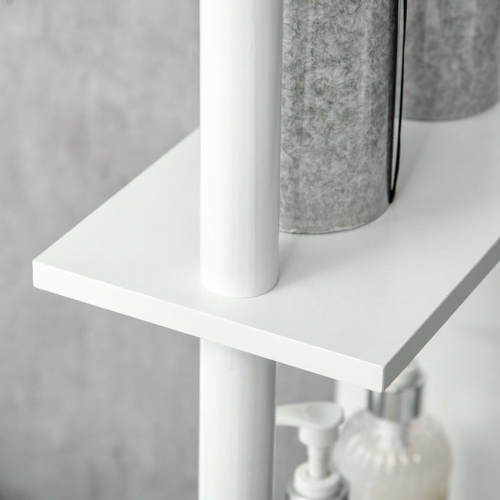 Armário Casa de Banho com 2 Portas e 2 Prateleiras Abertas Coluna Auxiliar para Casa de Banho Sala de Estar Dormitório Estilo Moderno 15,2x29,8x118cm Branco e Preto