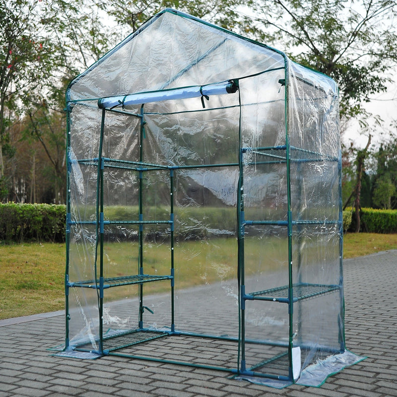 Estufa de jardim Cabana para colheitas Plantas Tomates Flores 143x73x195cm Tampa de tubo de aço PVC