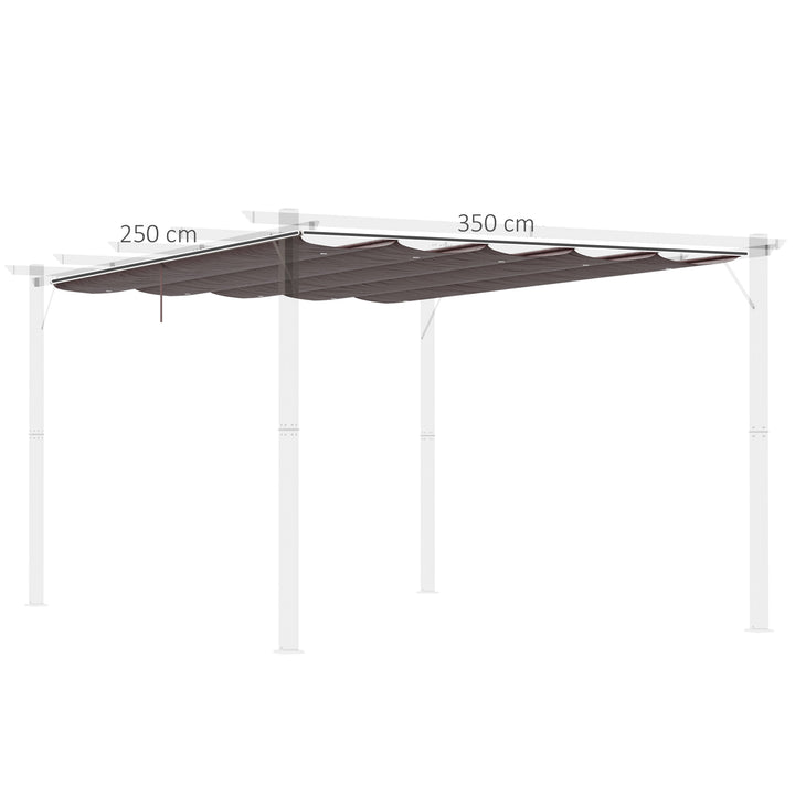 Cobertura para Pérgola 3,5x2,5 m Teto de Substituição Retrátil para Pérgola com 10 Orifícios de Drenagem Café