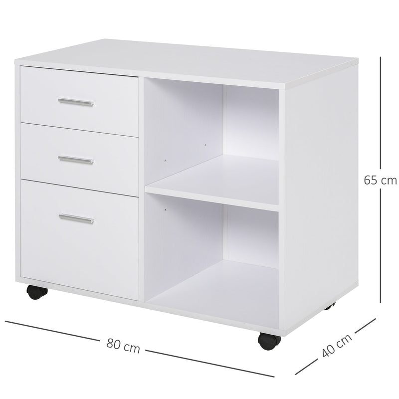 Suporte da impressora Escritório com 3 prateleiras reguláveis ??80x40x65 cm Branco