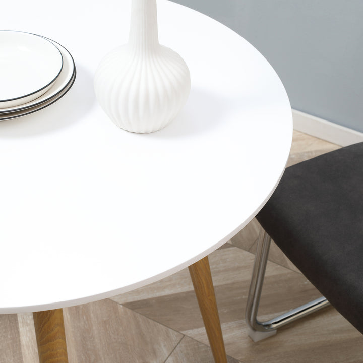Mesa de Cozinha Redonda para 2 Pessoas Mesa de Sala de Jantar Estilo Nórdico com Bancada Mate Carga Máxima 80kg Ø72x75 cm Branco