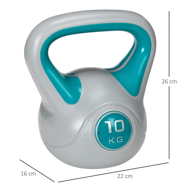 Kettlebell 10kg Peso Russo com Revestimento de PU e Enchimento de Areia para Treinamento em Casa Ginásio 22x16x26cm Azul e Cinza