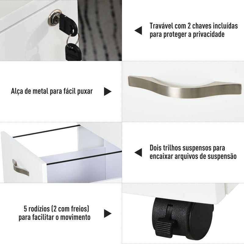 Móvel para arquivos com 2 gavetas com freios 40x45.5x52.5 cm Branco