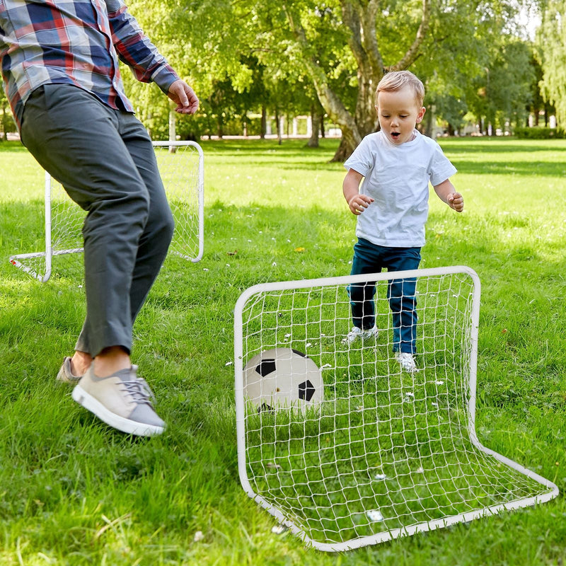 Conjunto de 2 balizas de futebol com rede e bola para crianças e adultos 78x46x 56cm Branco