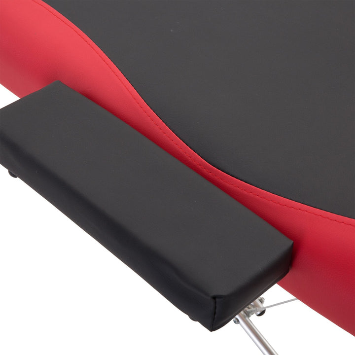 Marquesa de Massagem Alumínio Dobrável 185 x 60 cm Tatuagem Terapia Cama Preto Vermelho