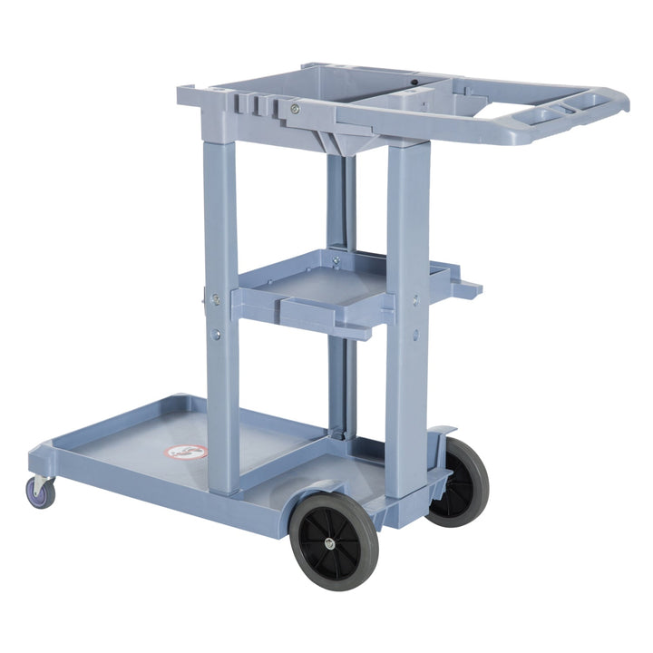 Carrinho de Limpeza com Saco 100L Profissional e Multifuncional para Colectividades Hostal do Hotel com 3 Bandejas e 1 Plataforma 113x50.5x96.5cm