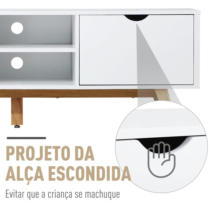 Armário de Televisão com armários Prateleiras Gerenciamento de cabos 150x39x50 Branco
