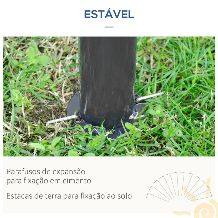 Pérgola de Jardim 3x6m Pérgola de Exterior com Teto Duplo 6 Cortinas Laterais 6 Telas Mosquiteiras com Zíper e Estrutura de Metal para Festas Eventos Pátio Cinza Escuro