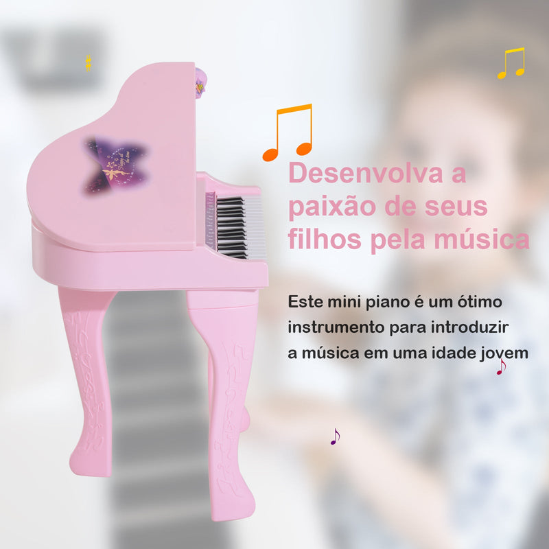 Piano de Teclado para Crianças, Rosa Multifuncional 22 Músicas
