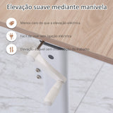 Secretária de Pé com Altura Ajustável a Manivela e Bancada de Carbono Secretária Elevatória para Escritório Estúdio Sala de Estar Carga Máxima 150kg 120x60x72-117cm Madeira e Branco