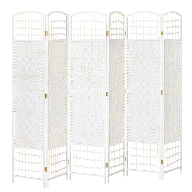 Biombo de 6 Paineis Separador de Ambientes Dobrável 242x170cm Divisória de Habitações de Fibra de Papel Decoração Elegante para Dormitório Sala de Estar Branco