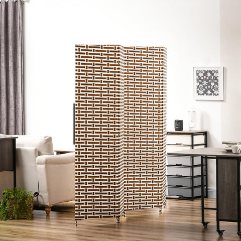 Biombo Separador de Ambientes de 4 Paineis Biombo Dobrável 180x180cm Separador de Ambientes Decoração Elegante para Dormitórios Sala de Estar Cozinha Marrom e Branco