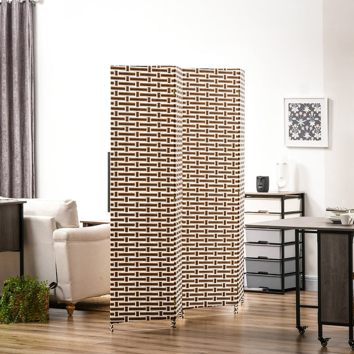Biombo Separador de Ambientes de 4 Paineis Biombo Dobrável 180x180cm Separador de Ambientes Decoração Elegante para Dormitórios Sala de Estar Cozinha Marrom e Branco