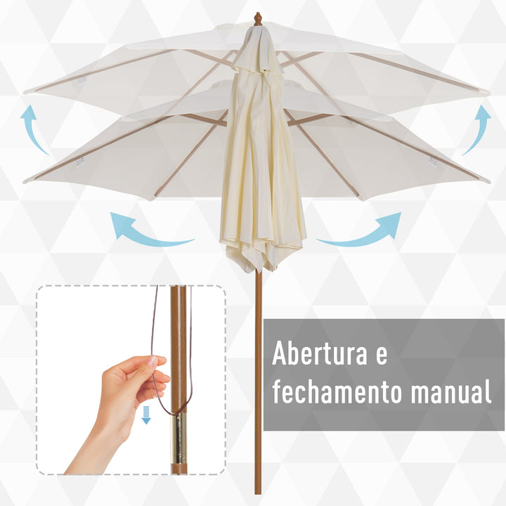 Parasol Pátio Terraço Jardim Diâmetro 250x225 cm Cor Creme
