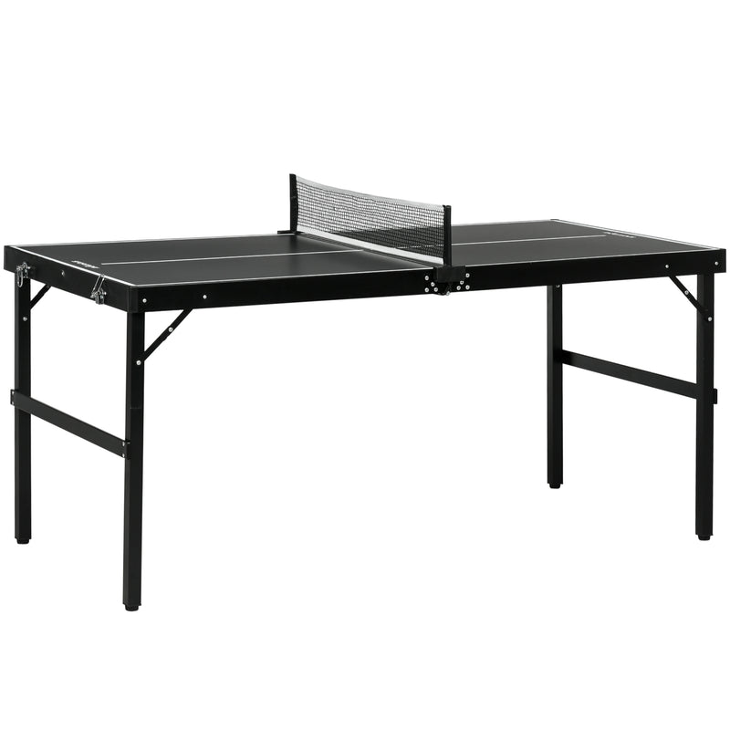 Mesa de Ping Pong Dobrável de Tamanho Médio com Estrutura de Alumínio Mesa de Ping Pong Portátil para Interior e Exterior 152x76x72 cm Preto