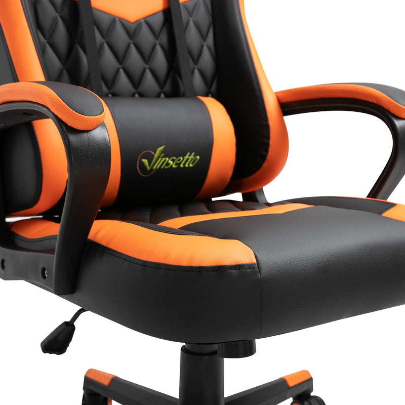 Cadeira gaming para escritório Ergonômico Altura ajustável basculante com apoio de cabeça e almofada lombar 61x70x121-129 cm laranja