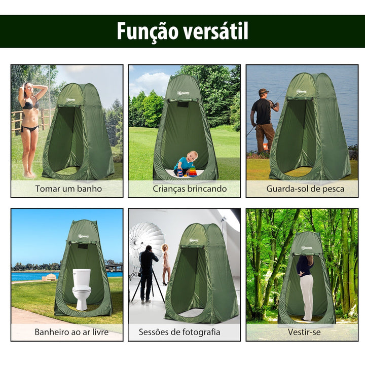 Tenda de acampamento multifuncional leve e dobrável à prova d'água Estrutura flexível e estável com sistema POP-UP 100x100x185cm Verde