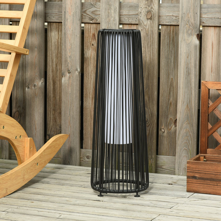 Candeeiro de chão de vime alimentado a energia solar com LED 1,5 W interruptor de controle automático de luz Decoração exterior Ø21,5x61 cm Preto