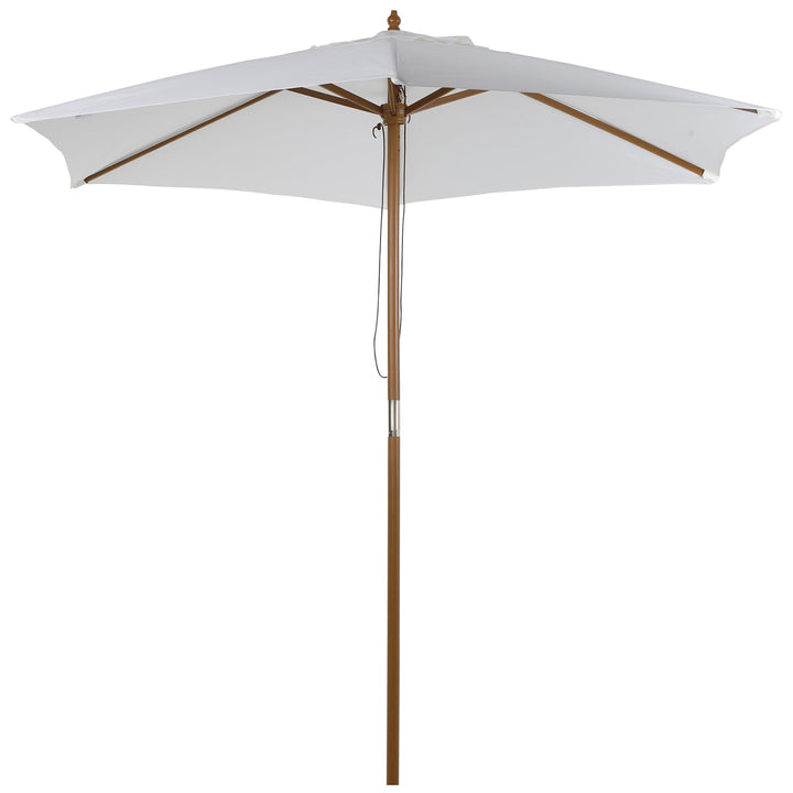 Guarda-sol de Jardim com 6 Varas de Bambu e Poste Destacável Ø250x230 cm