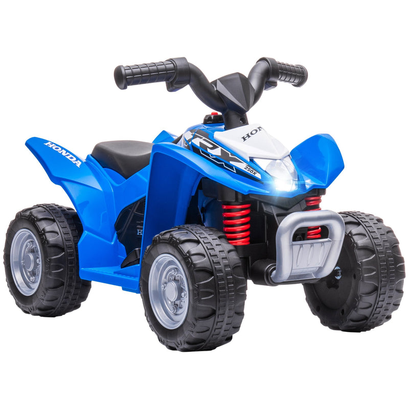 Quadriciclo Elétrico HONDA para Crianças de 18-36 Meses Quadriciclo Elétrico Infantil a Bateria 6V com Faróis LED Buzina Velocidade de 2,8km/h e Avance 65,5x35,5x43,5cm Azul