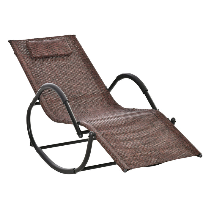 Espreguiçadeira de Exterior com Apoio para os Braços e Efeito de Vime para Jardim Terraço Pátio Carga Máxima 160kg 61x160x79cm Marrom