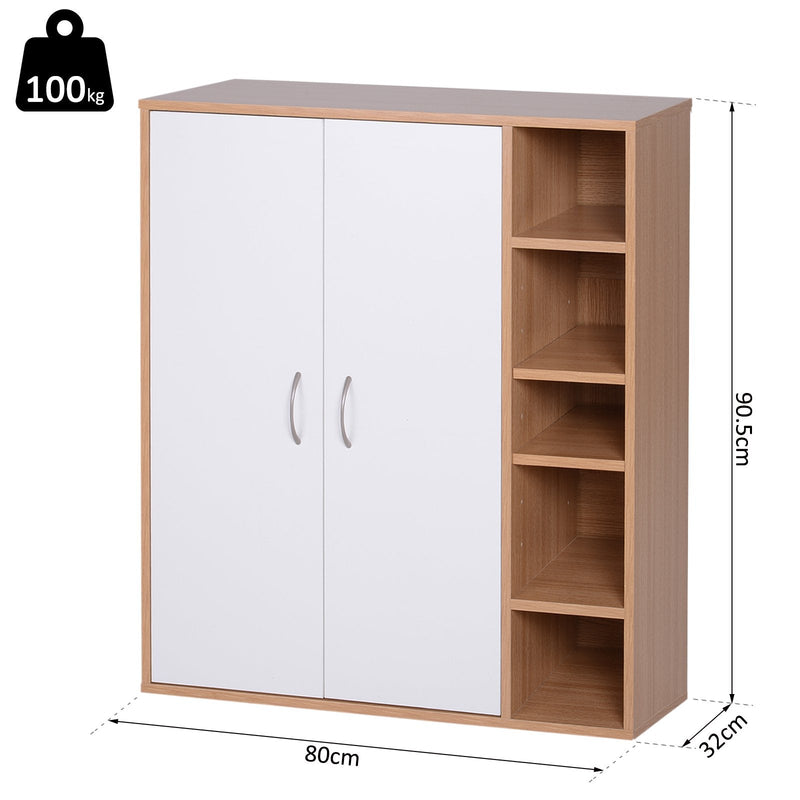 Móvel Organizador de Armazenamento Multiúsos com Portas e Prateleiras Ajustáveis 80x32x90,5cm