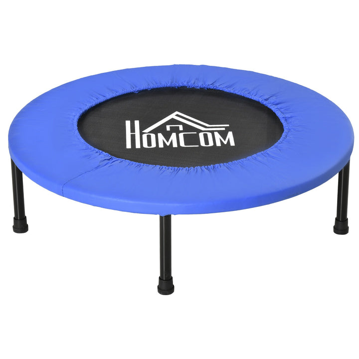 HOCOM Trampolim Fitness Ø81cm Trampolim de Aço com Borda Protetora e 28 Molas para Exercícios em Interior E Exterior Carga 100kg 81x81x22,5cm Preto e Azul